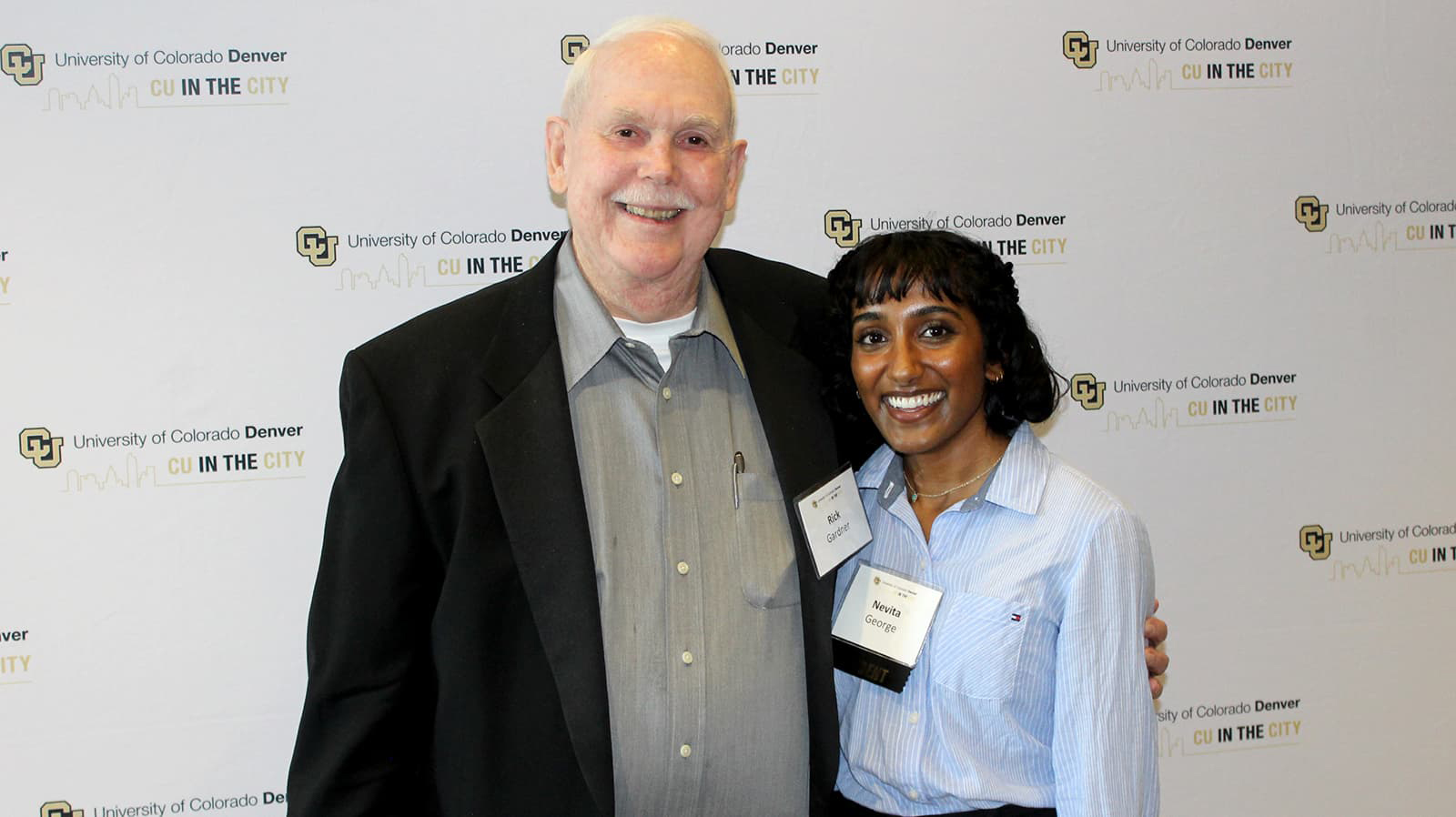 Rick Gardner and Nevita George April 2022 SQSH Student Nevita George with scholarship donor Rick Gardner